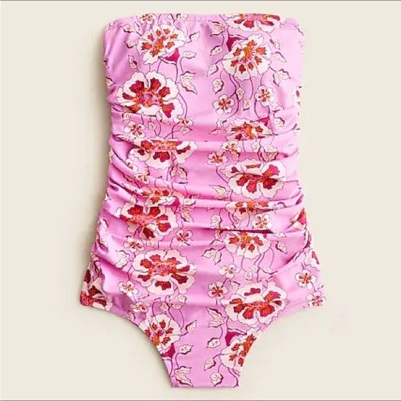 “J. CREW” Ruched Climbing Floral Bandeau One Piece - Picture 3 of 14